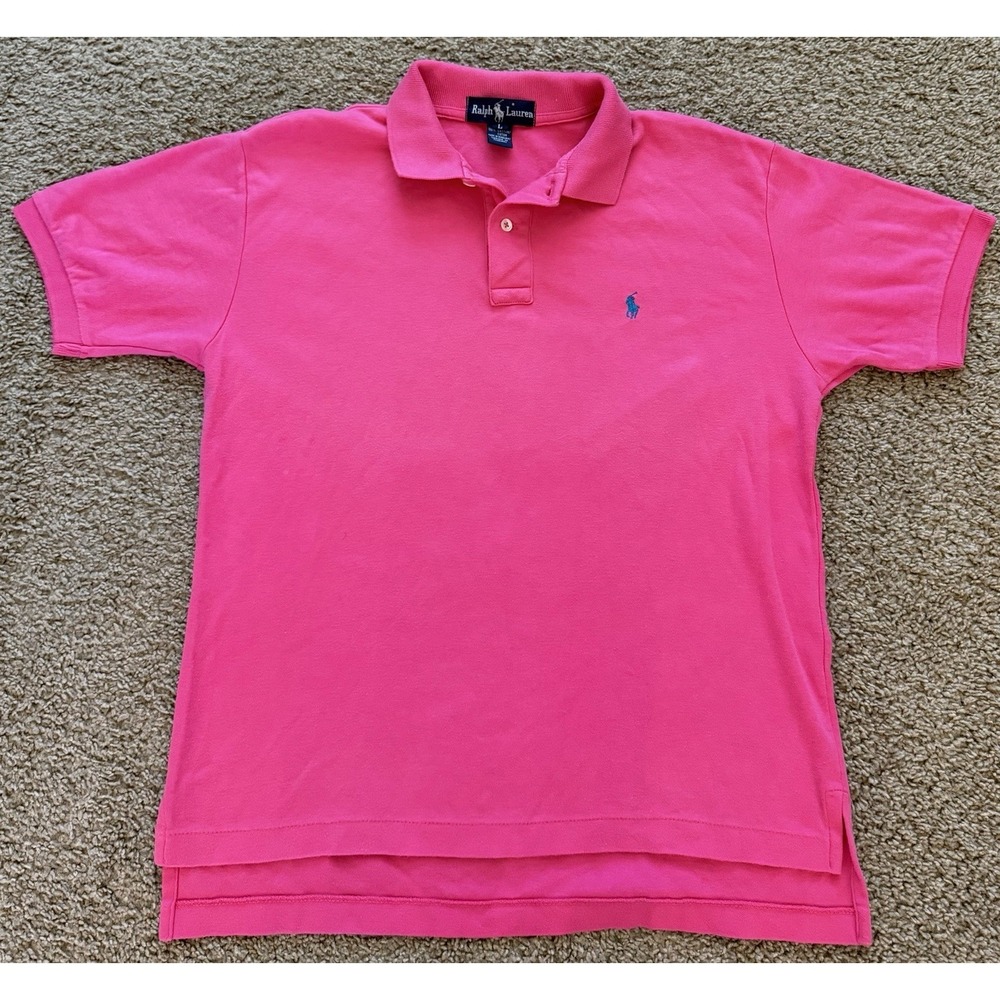 Polo Ralph Lauren‎ Mens Polo Shirt Soft Cotton Pink Pony Logo Sz Large